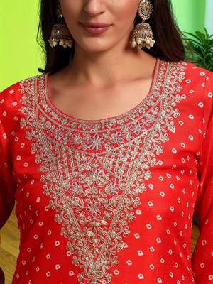 Women Ethnic Motifs Printed Regular Thread Work Kurta with Trousers & With Dupatta 7