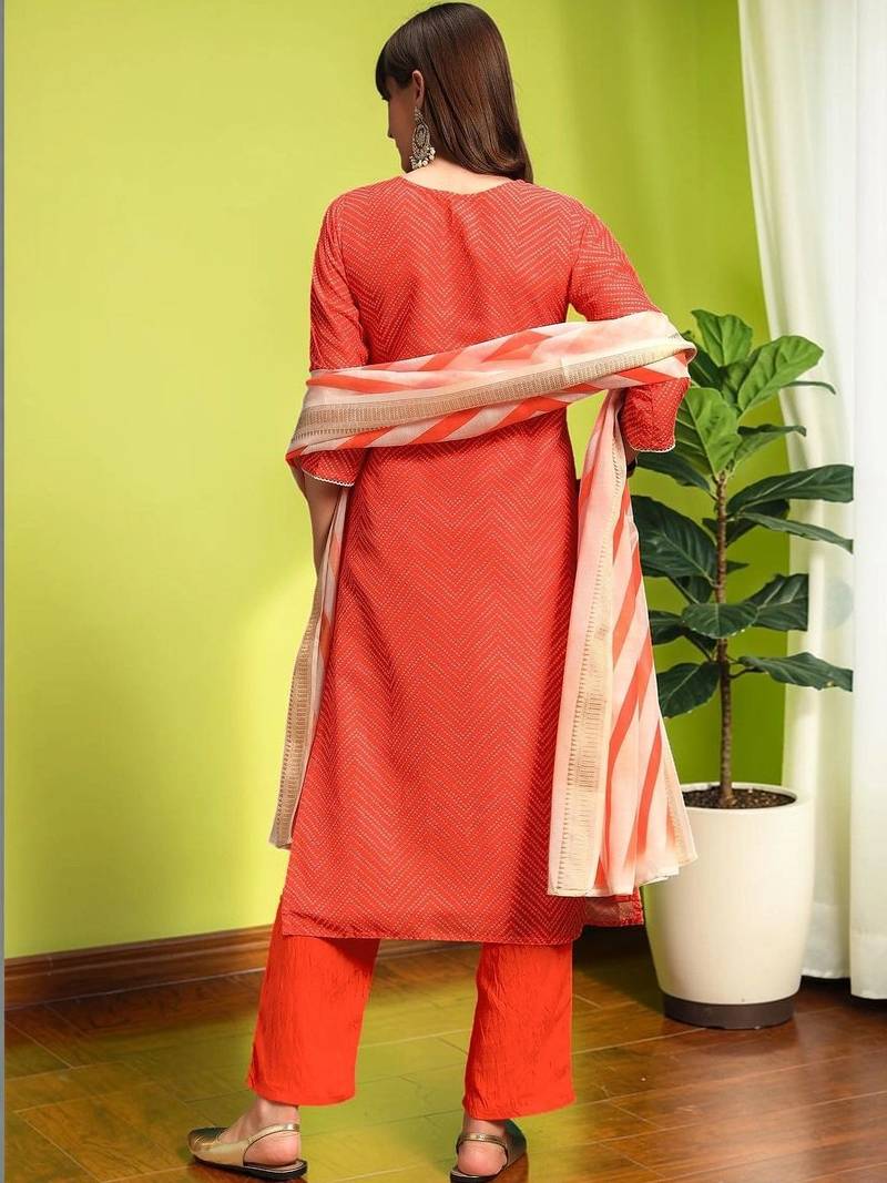 Women Ethnic Motifs Printed Regular Thread Work Pure Cotton Kurta with Trousers & With Dupatta