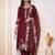 Women Ethnic Motifs Embroidered Regular Thread Work Chanderi Silk Kurta with Trousers & With Dupatta