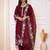 Women Ethnic Motifs Embroidered Regular Thread Work Chanderi Silk Kurta with Trousers & With Dupatta