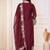 Women Ethnic Motifs Embroidered Regular Thread Work Chanderi Silk Kurta with Trousers & With Dupatta