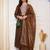 Women Ethnic Motifs Embroidered Regular Thread Work Chanderi Silk Kurta with Trousers & With Dupatta