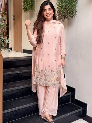 Women Ethnic Motifs Embroidered Regular Thread Work Kurta with Palazzos & With Dupatta 1