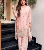 Women Ethnic Motifs Embroidered Regular Thread Work Kurta with Palazzos & With Dupatta