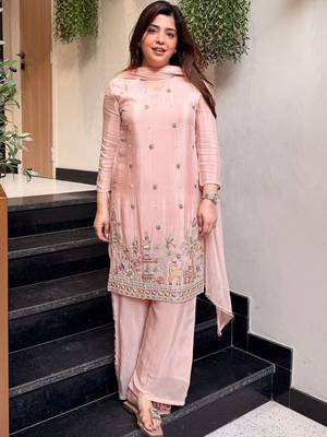 Women Ethnic Motifs Embroidered Regular Thread Work Kurta with Palazzos & With Dupatta 3