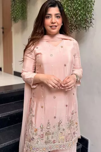 Women Ethnic Motifs Embroidered Regular Thread Work Kurta with Palazzos & With Dupatta