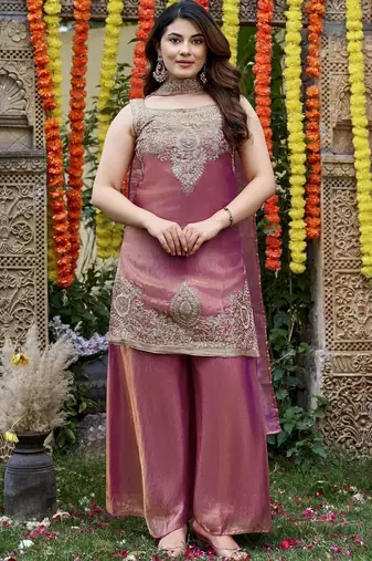 Women Ethnic Motifs Embroidered Regular Kurta with Palazzos & With Dupatta
