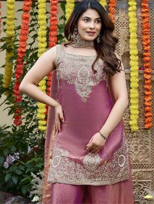 Women Ethnic Motifs Embroidered Regular Kurta with Palazzos & With Dupatta 2