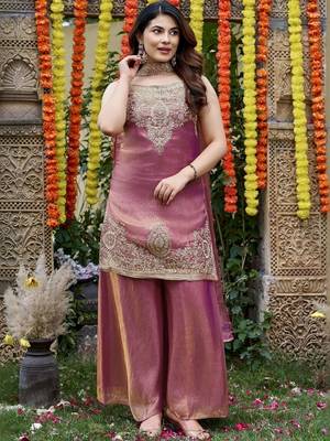 Women Ethnic Motifs Embroidered Regular Kurta with Palazzos & With Dupatta 6