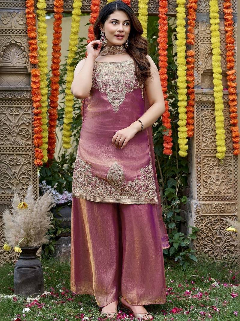 Women Ethnic Motifs Embroidered Regular Kurta with Palazzos & With Dupatta