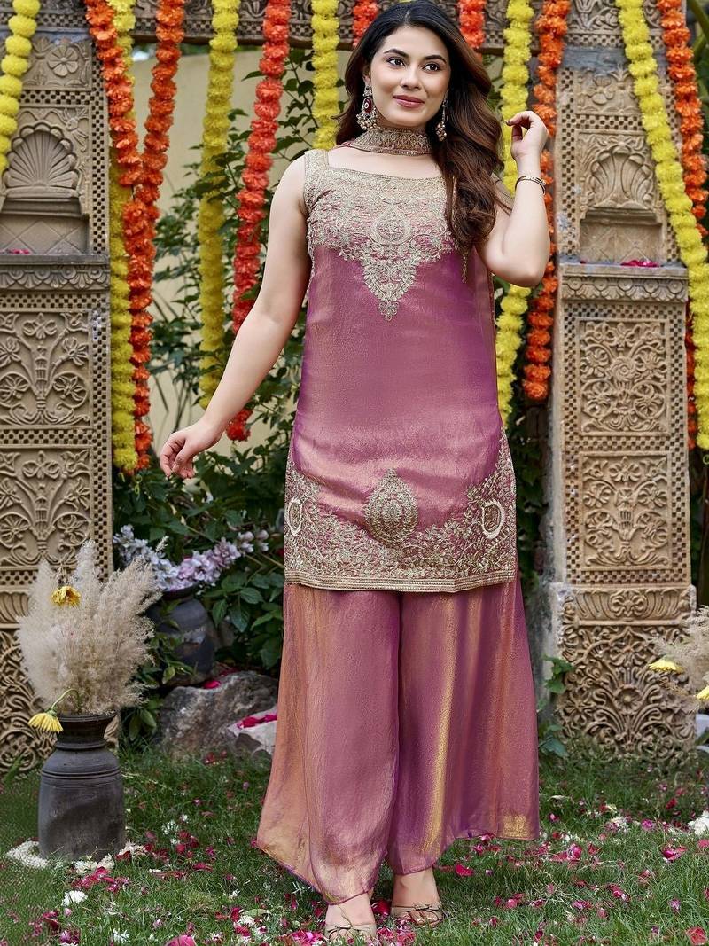 Women Ethnic Motifs Embroidered Regular Kurta with Palazzos & With Dupatta
