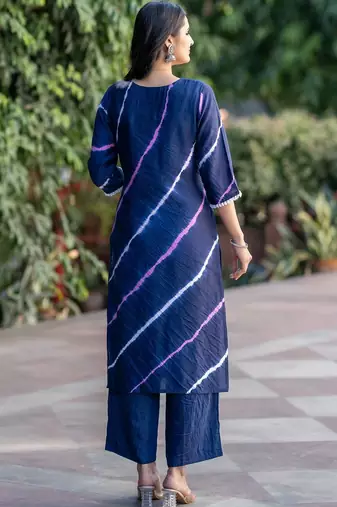 Women Dyed Angrakha Kurta with Trousers & With Dupatta