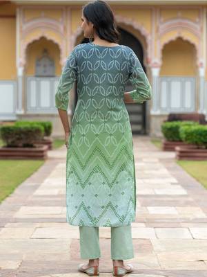 Women Ombre Printed Regular Pure Cotton Kurta with Trousers & With Dupatta 4