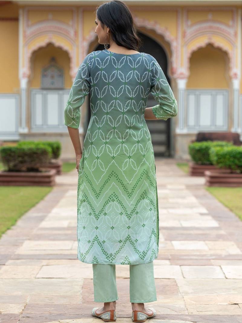 Women Ombre Printed Regular Pure Cotton Kurta with Trousers & With Dupatta