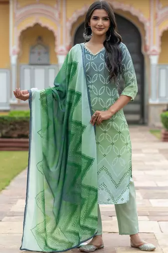 Women Ombre Printed Regular Pure Cotton Kurta with Trousers & With Dupatta