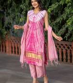 Women Dyed Regular Pure Silk Kurta with Trousers & With Dupatta