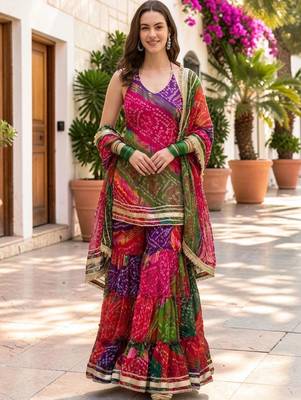 Women Dyed Regular Kurta with Sharara & With Dupatta 1