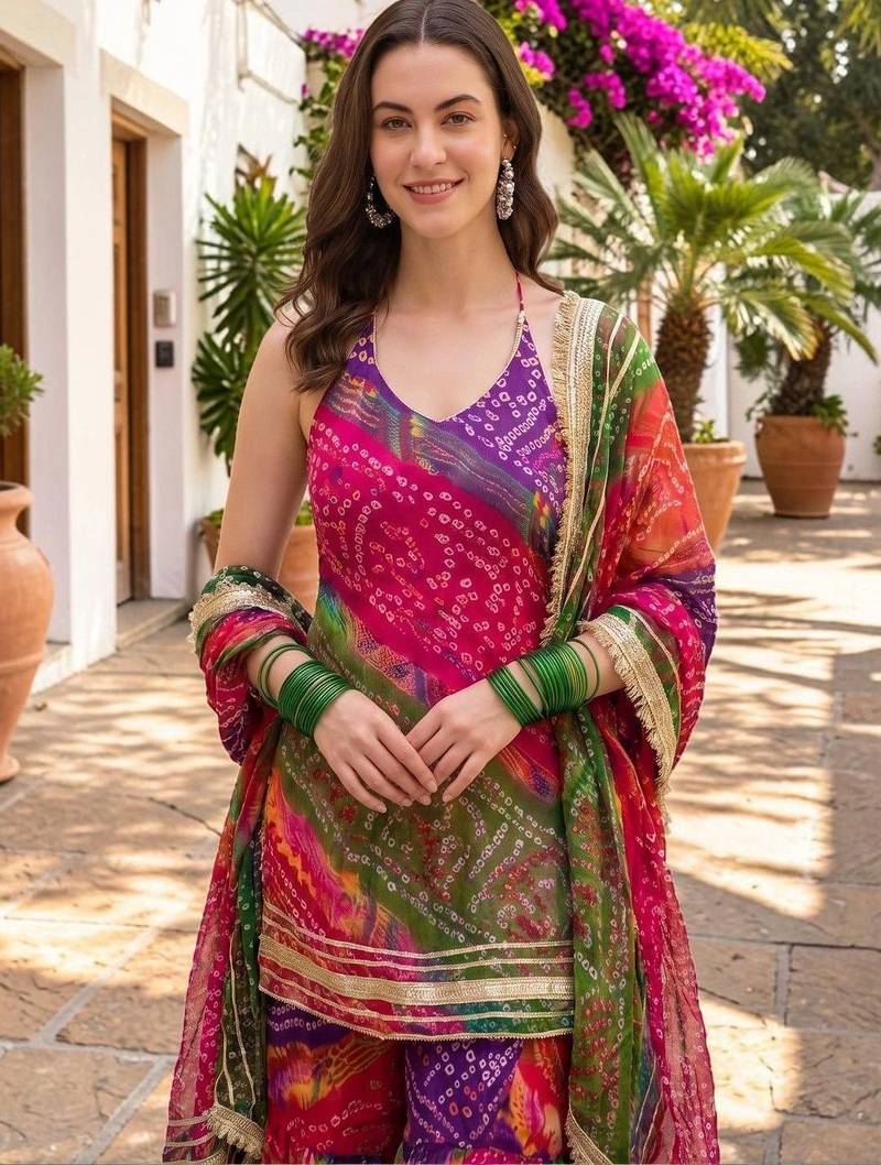 Women Dyed Regular Kurta with Sharara & With Dupatta