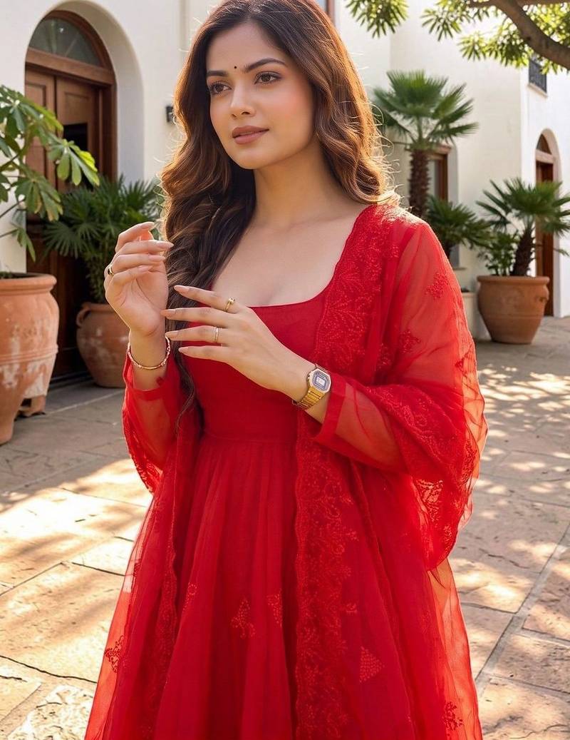 Women Empire Thread Work Kurta with Trousers & With Dupatta