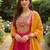 Women Embroidered Empire Thread Work Kurta with Trousers & With Dupatta