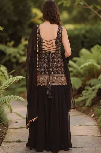 Women Ethnic Motifs Embroidered Regular Kurta with Sharara & With Dupatta