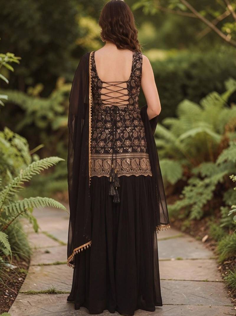 Women Ethnic Motifs Embroidered Regular Kurta with Sharara & With Dupatta