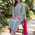 Women Embroidered Thread Work Silk Crepe Kurta with Trousers & Dupatta