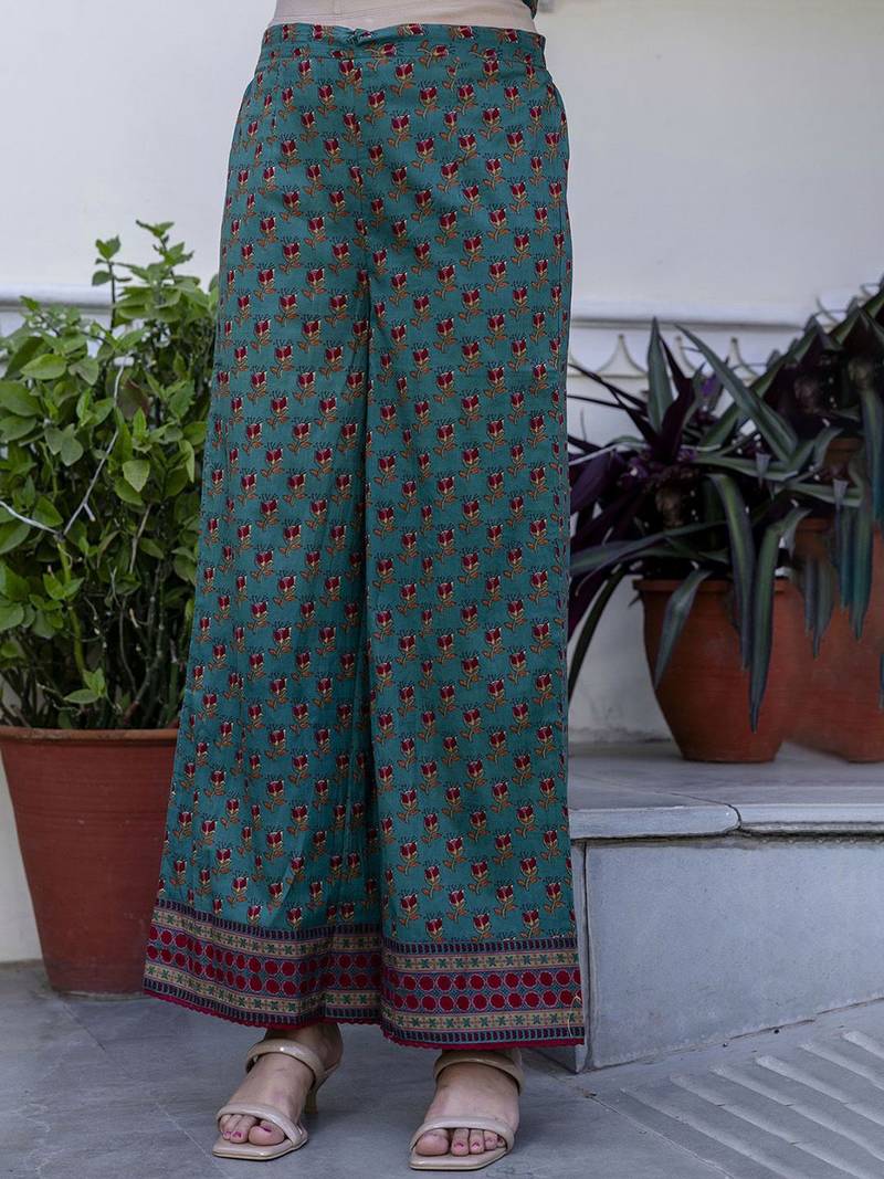 Women Ethnic Printed Layered Pure Cotton Kurta with Palazzos & With Dupatta