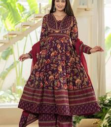 Floral Printed Layered Pure Cotton Festive Kurta With Palazzos & Dupatta