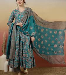 Women Floral Printed Angrakha Kurta with Palazzos & With Dupatta