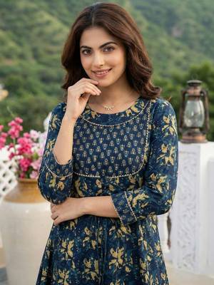 Women Ethnic Motifs Printed Tiered Thread Work Pure Cotton Kurta with Trousers & With Dupatta 6