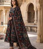 Women Ethnic Motifs Printed Angrakha Gotta Patti Pure Cotton Kurta with Trousers & With Dupatta