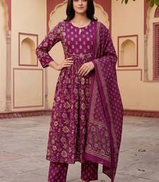 Women Floral Printed Empire Pure Cotton Kurta with Trousers & With Dupatta