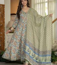 Women Ethnic Motifs Mirror Work Pure Cotton Kurta with Trousers & With Dupatta
