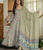 Women Ethnic Motifs Mirror Work Pure Cotton Kurta with Trousers & With Dupatta