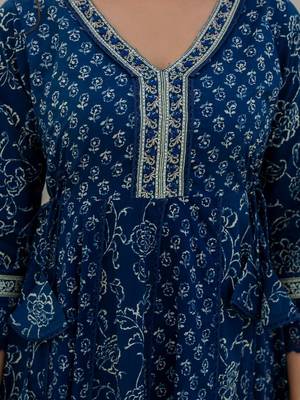 Women Floral Printed Panelled Pure Cotton Kurta with Palazzos & With Dupatta 2