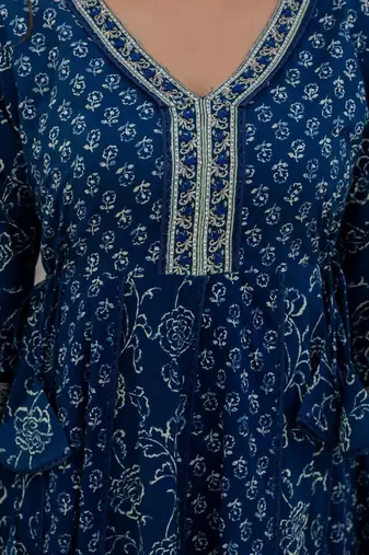 Women Floral Printed Panelled Pure Cotton Kurta with Palazzos & With Dupatta
