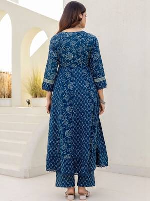 Women Floral Printed Panelled Pure Cotton Kurta with Palazzos & With Dupatta 3