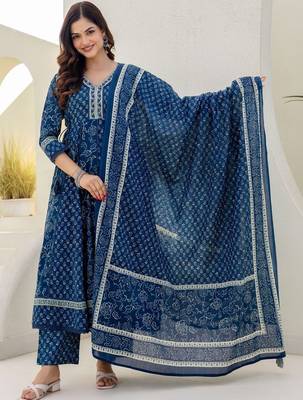 Women Floral Printed Panelled Pure Cotton Kurta with Palazzos & With Dupatta 5