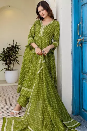 Women Ethnic Motifs Printed Regular Thread Work Pure Cotton Kurta with Trousers & With Dupatta