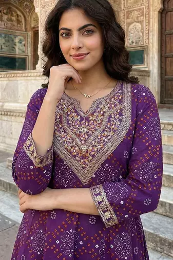 Women Ethnic Motifs Printed Panelled Thread Work Pure Cotton Kurta with Trousers & With Dupatta