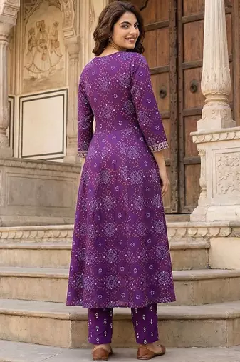 Women Ethnic Motifs Printed Panelled Thread Work Pure Cotton Kurta with Trousers & With Dupatta