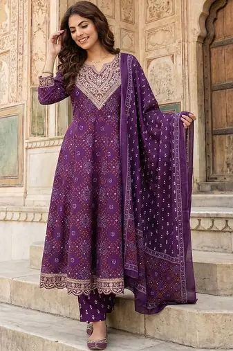 Women Ethnic Motifs Printed Panelled Thread Work Pure Cotton Kurta with Trousers & With Dupatta