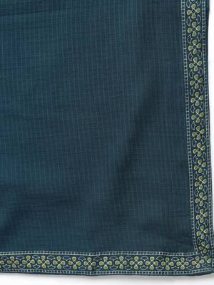 Floral Printed V-Neck Layered Pure Cotton Anarkali Kurta With Trousers & Dupatta 4