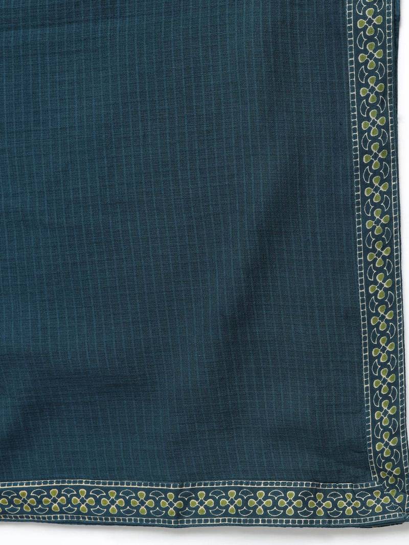 Floral Printed V-Neck Layered Pure Cotton Anarkali Kurta With Trousers & Dupatta