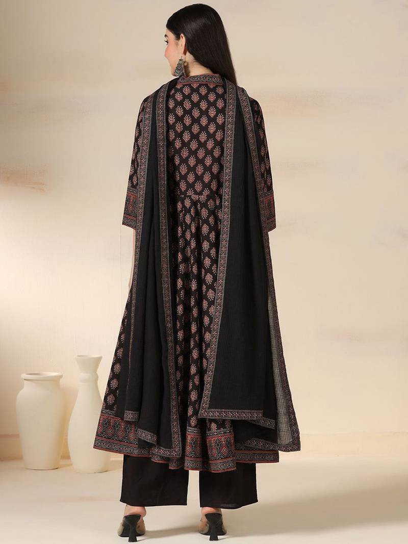 Women Floral Printed Regular Pure Cotton Kurta with Trousers & Dupatta