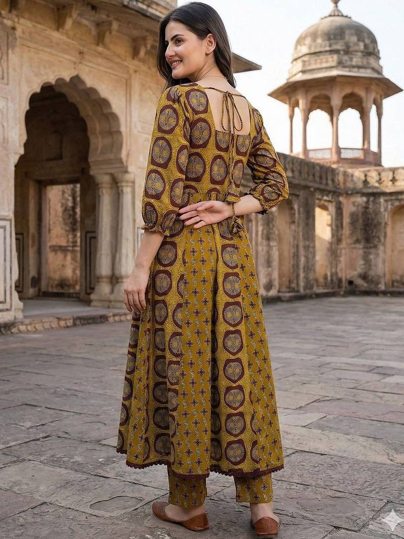 Women Ethnic Motifs Printed Regular Patchwork Pure Cotton Kurta with Trousers & With Dupatta