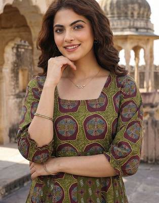 Women Ethnic Motifs Printed Regular Pure Cotton Kurta with Trousers & With Dupatta 6