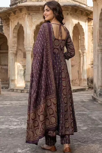 Women Ethnic Motifs Printed Regular Pure Cotton Kurta with Trousers & With Dupatta