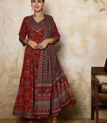 Women Printed Regular Pure Cotton Kurta with Palazzos & With Dupatta